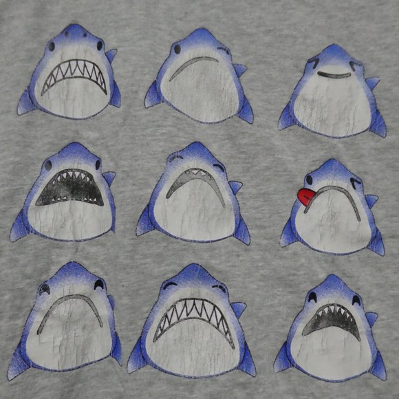 GAP KIDS, large, grey graphic tee, shark theme, EUC - Picture 1 of 12